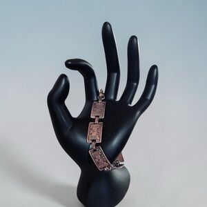 Vintage Copper Art Deco Panel Bracelet | Geometric Statement